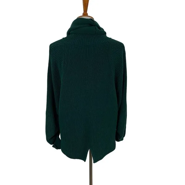 Cabi Green Sweater Small Chunky Knit Funnel Neck Comfy Fall Style‎ - Image 6