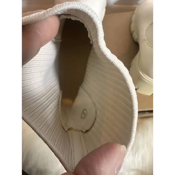 ZBY Women's Chunky Heel Sock Boot Cream Color Size‎ 9 - Image 5