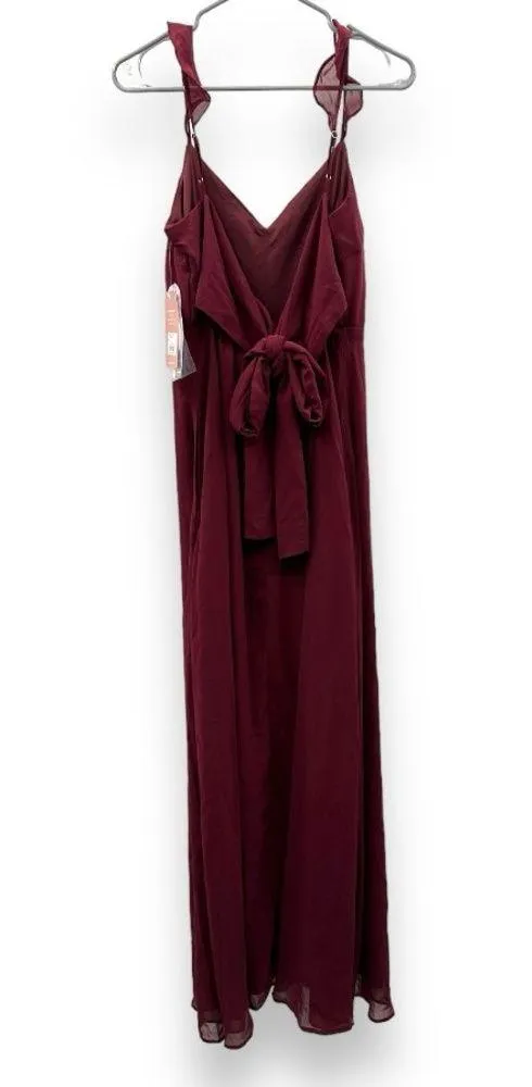 Birdy Grey Doris Chiffon Ruffle Sleeveless Bridesmaid Dress in Cabernet Sz S NEW - Image 6