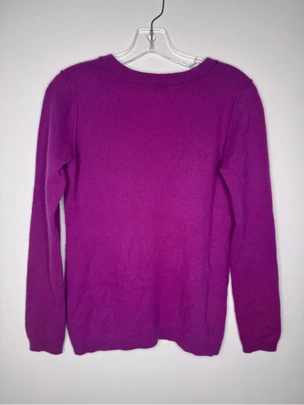 Loft Purple Cashmere V-Neck Cozy Women's Sweater - Image 3