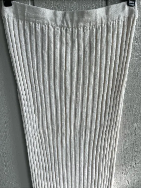 Free‎ People FP Beach Cotton Blend Ribbed Knit Veda Midi Skirt Ivory Size S - Image 7