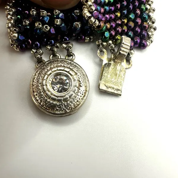 Purple beaded wide bracelet - Image 4