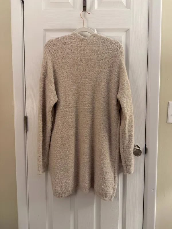 Altar’d State Beige Cozy Long Line Open Cardigan Large - Image 3