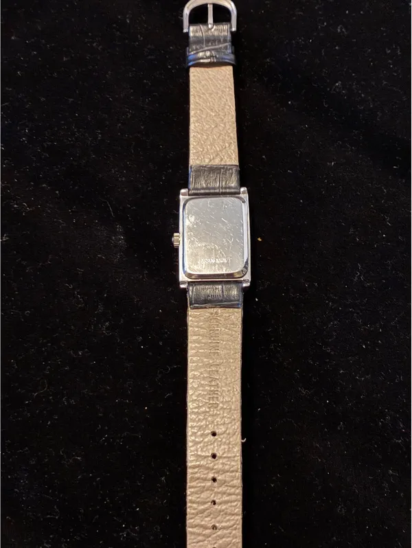 Coldwater Creek Women's Tank Watch Silver Tone Rectangular Roman Numeral Black - Image 5
