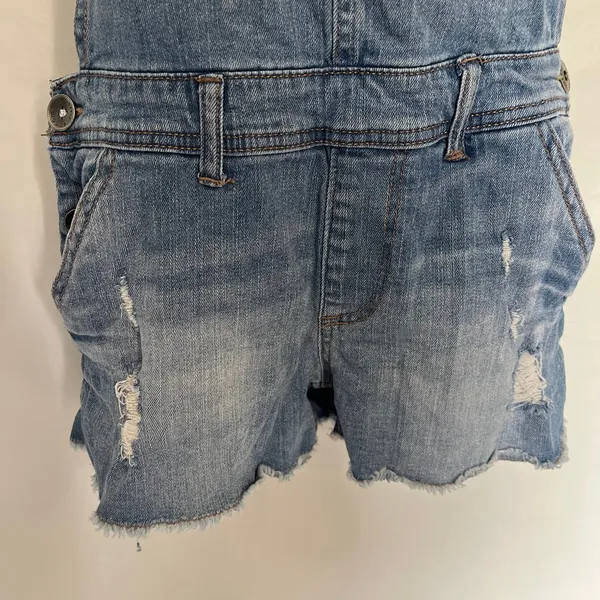 Empyre Cora Denim Y2K Jean Women Shortalls Sz 5 Grunge Indie Distressed Raw - Image 4