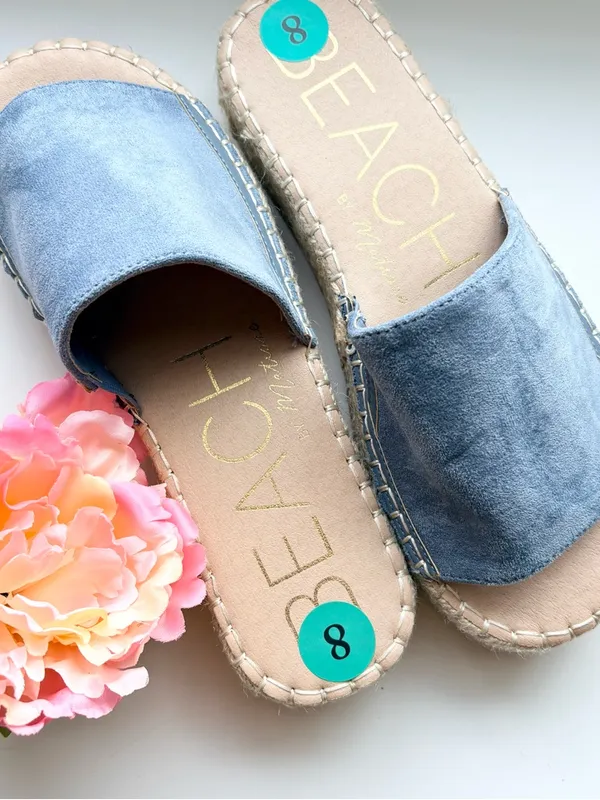 Blue Suede Slide Sandals for Women Size 8 - Image 5