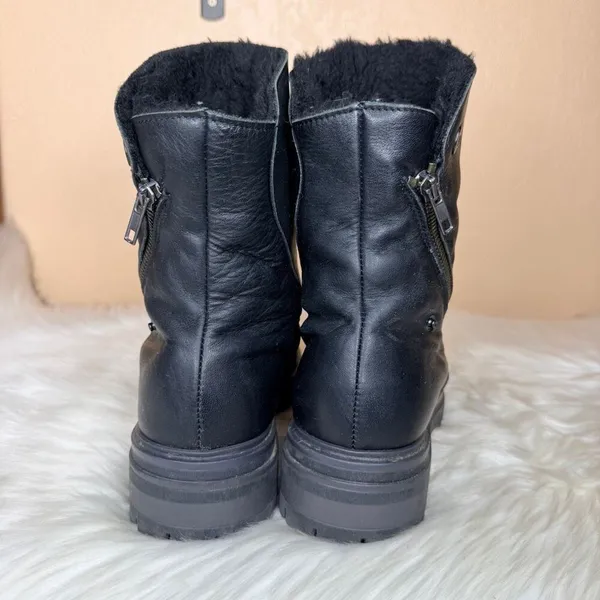 Avellini Leather Faux Fur Convertible Ankle Moto Boots Size 41/US 9.5 - Image 5