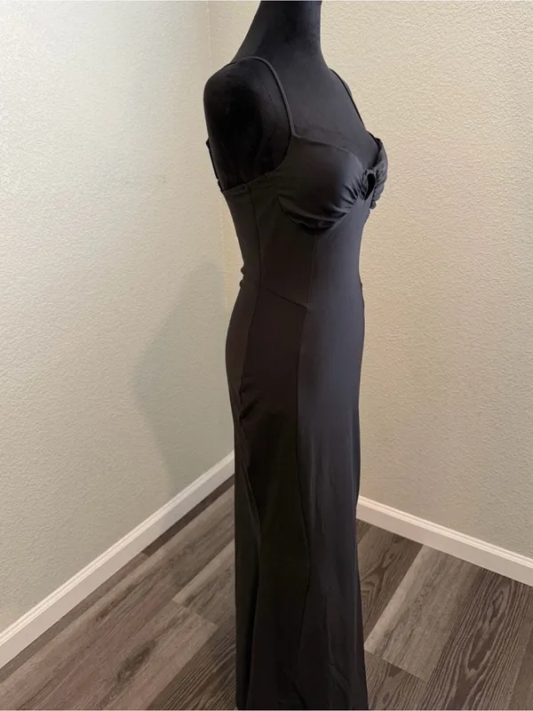 Black Cutout Spaghetti Strap Maxi Dress Size M - Image 6