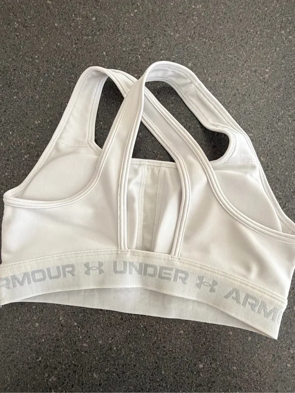 Under Armour White Crossback Sports Bra with Logo Band size S - Image 4