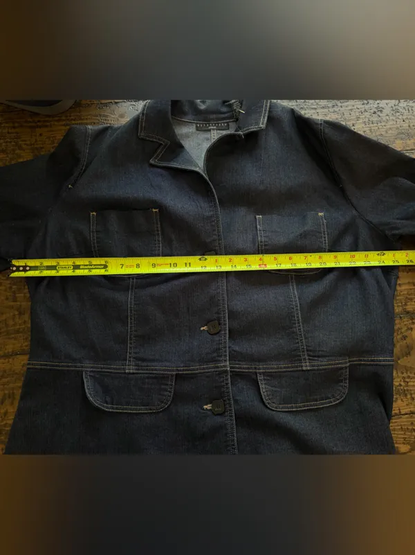 Apostrophe Woman Dark Wash Denim Jacket Size 20W Button Front Stretch Plus Size - Image 10