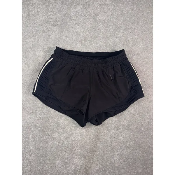 lululemon hotty-hot shorts ruched side black reflective 4 - Image 2