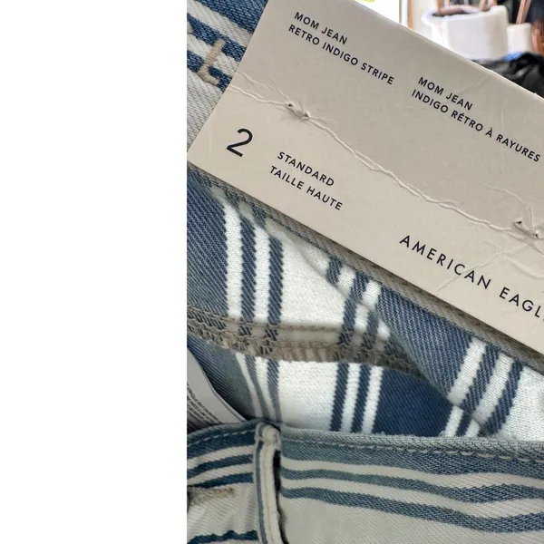 American Eagle Mom Jean Retro Indigo Stripe High Rise Denim Pants Size 2‎ NWT - Image 7