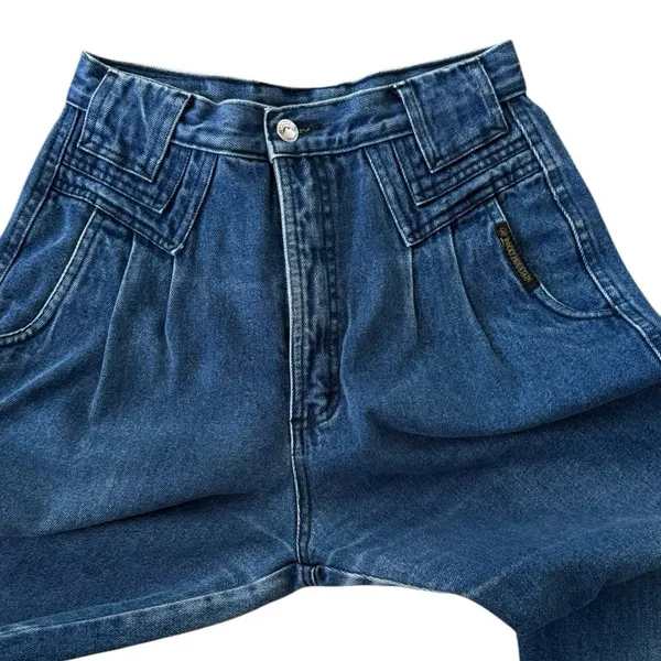 Rockies Vintage Western High Waist Bareback Pleated Denim Jeans 9/10 (26 x 34.5) - Image 6