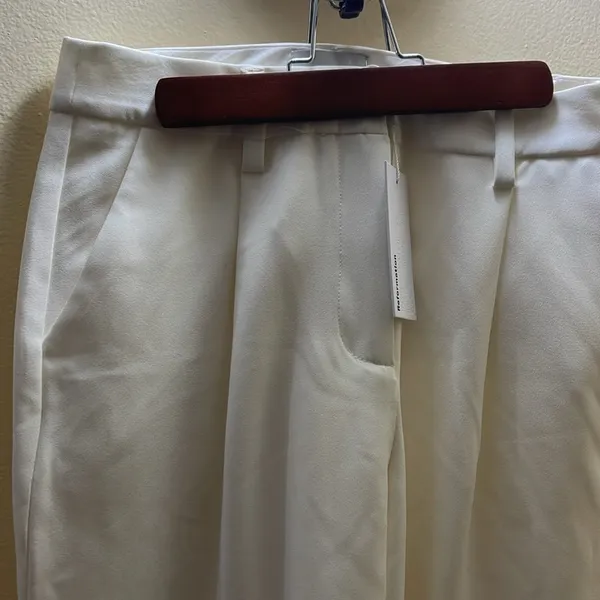 Reformation Alexa Wide Leg Cream Trousers size 2 - Image 3