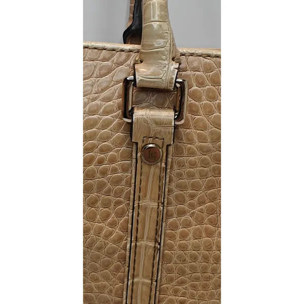 Vintage Liz Claiborne Tan Faux leather Croc shulder bag - Image 4