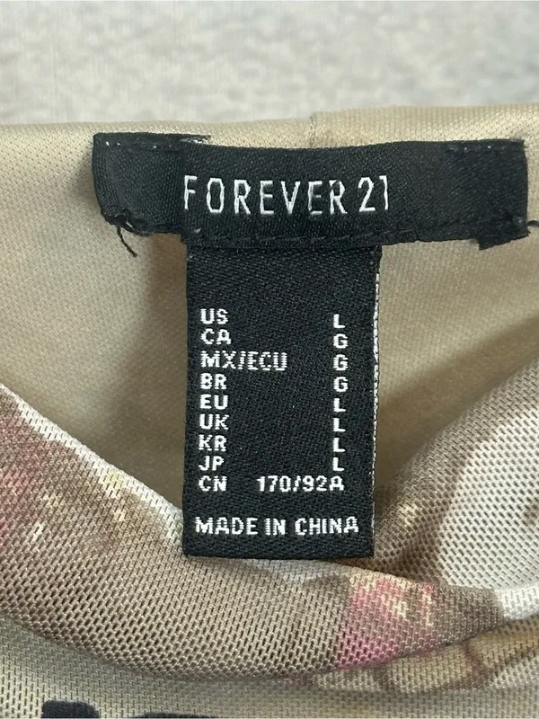 Forever 21 Size L Newspaper Graphic Cowl Neck Mesh Mini Dress Y2K Grunge - Image 5