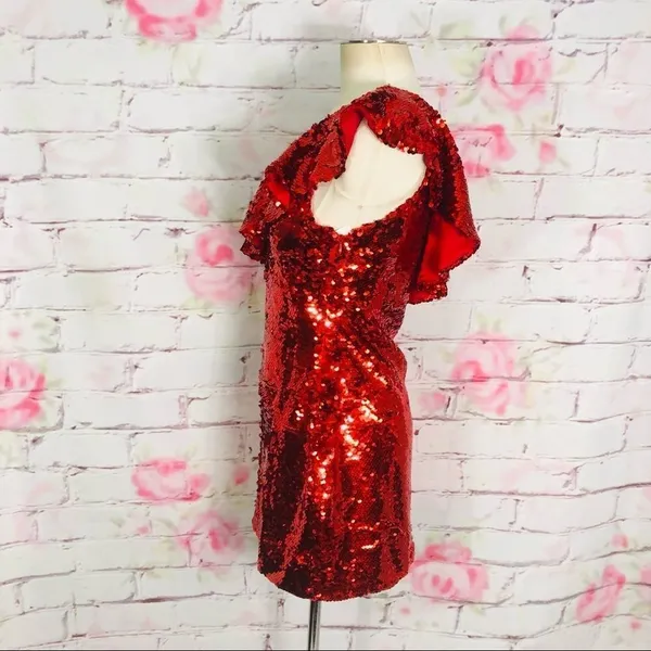 Leith red sequin mini cocktail party dress - Image 8