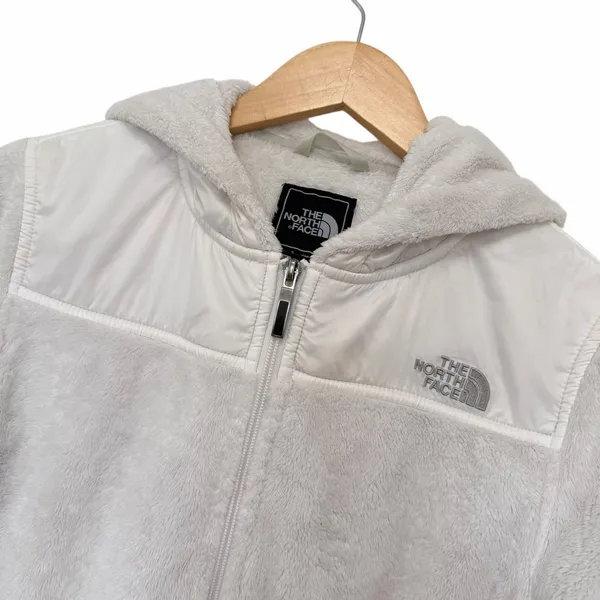 The North Face White Fuzzy Full Zip Hooded Jacket Sz S - Image 2