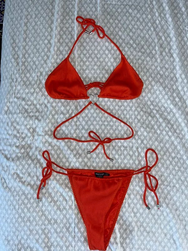 Ribbed Bikini Set Orange Size M - Image 4