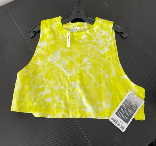 Lululemon All Yours Cropped Cotton Tank Top *Tie Dye size 8 in Marmoleado Tie Dye Highlight Yellow - Image 7