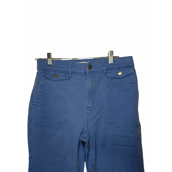 Loft Blue Utility Flare Pants High Rise Stretch Size 29 P Minimalist Coastal‎ - Image 3