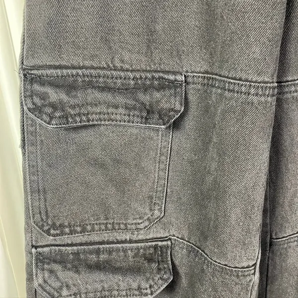 Forever 21 Women‎ Cargo Jeans Black Size 28 High Rise Wide Leg Denim Pants Baggy - Image 5