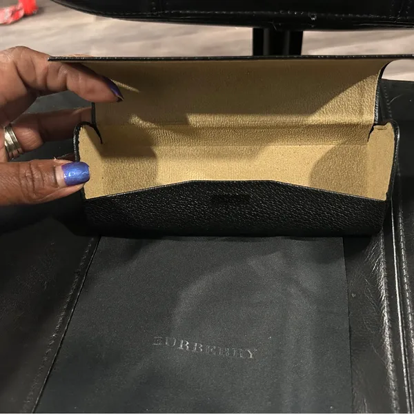 Burberry Black Case with Gold Logo includes Burberry cleaning cloth. - Image 7