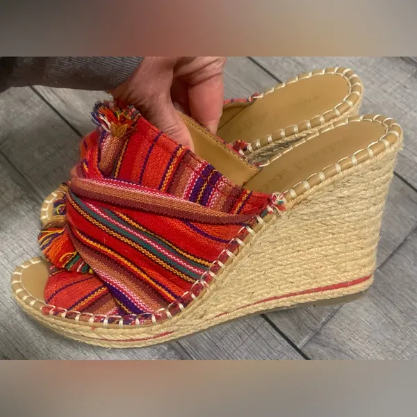 Altar’d State Colorful Woven Espadrille Wedge Sandals Strappy Boho - Image 2
