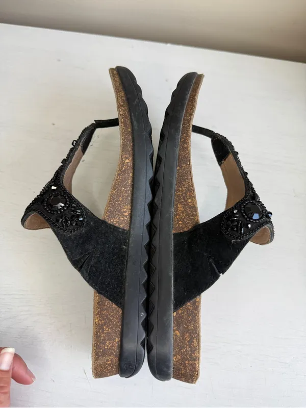 Dansko Pamela Women's Jeweled Thong Comfort Sandals Black Leather SZ EU 39 9 - Image 7