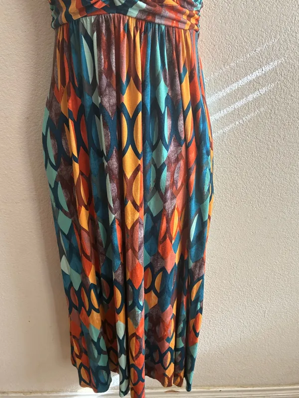 Maeve Multicolor Geometric Spaghetti-Strap Maxi Dress XS - Image 7