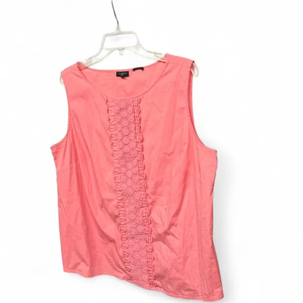 Talbots Woman Pink Eyelet Lace Front Sleeveless Shell - 20W - Image 4