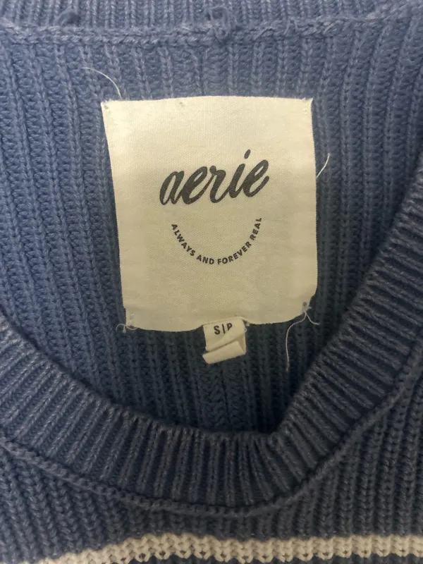 Aerie Sweater Knit blue and white strip size small - Image 2