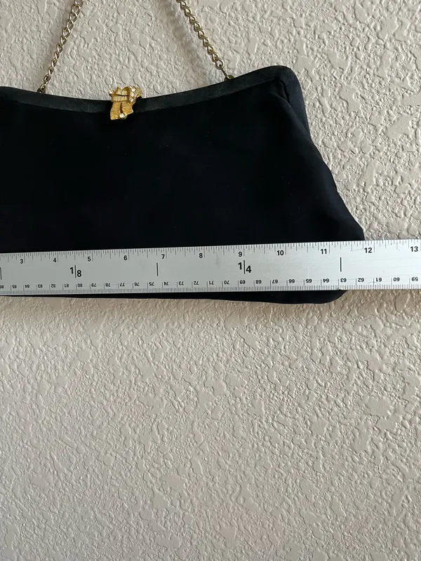 Vintage satin evening bag black - Image 6
