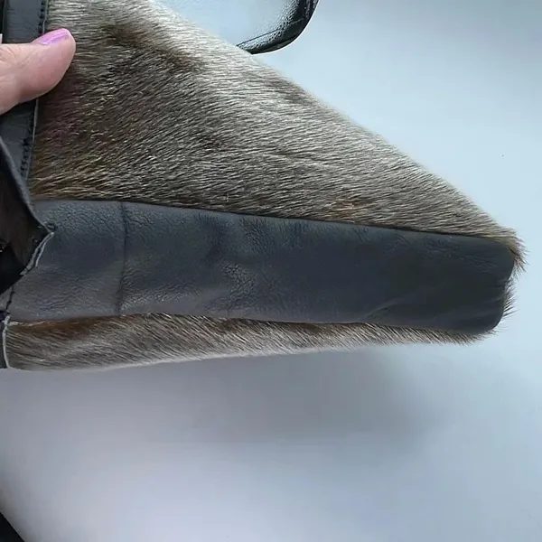 Artisan made faux fur clutch -travel bag. - Image 4