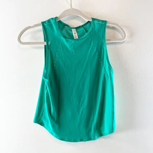 Lululemon Sculpt Mesh Panel Cropped Tank Top w/ Reflective Maldives Green 0 - Image 4
