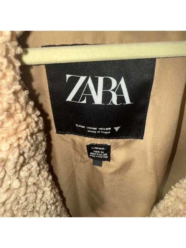 Zara double breasted Teddy jacket - Image 4