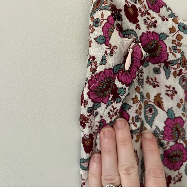 Anthropologie RAGA Summer Bloom Pink Red Cream Floral Ruffle High-Low Dress XS - Image 7