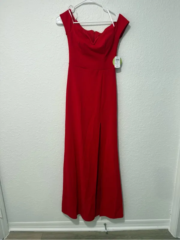 NWT WINDSOR Elegant Red Off-Shoulder Evening Gown Size 5/6 - Image 2