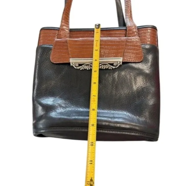 Brighton Black & Brown Leather Shoulder Bag With Heart‎ Charm Accent - Image 4