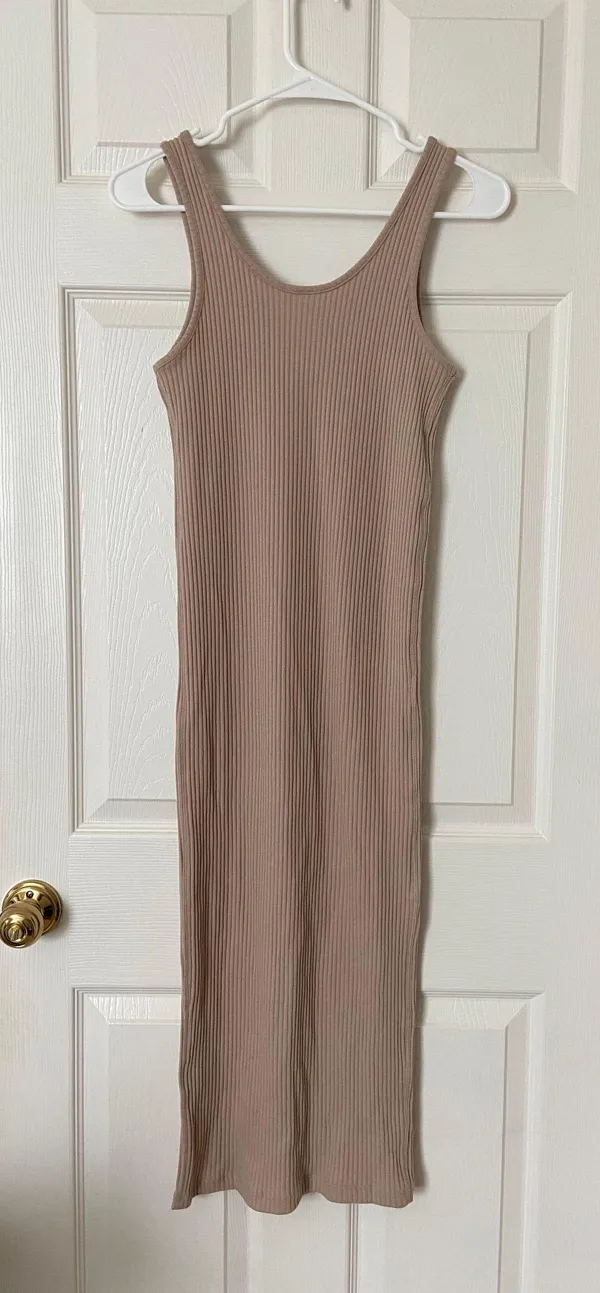 H&M Tan Rib Knit Midi/Maxi Dress - Image 2