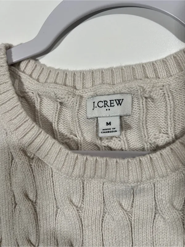 J. Crew Cotton Sweater Vest in Off-White Size Medium - Image 2