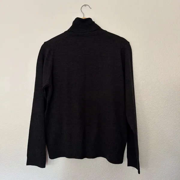 LL Bean Turtleneck Sweater Womens M Black Gray Excellent Merino Wool Vintage - Image 4