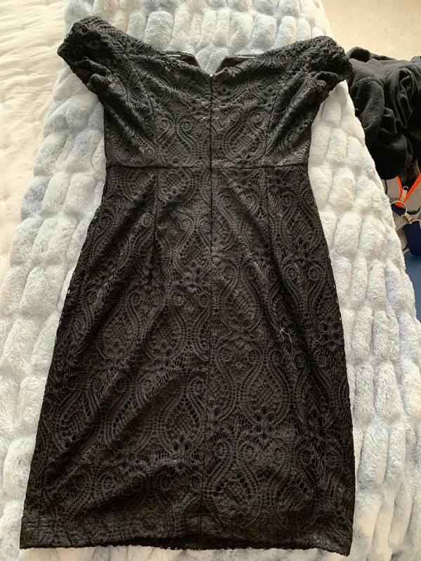 Guess Lace Off The Shoulder Black Dress - Image 2