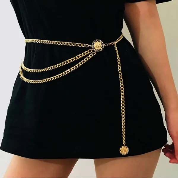 Pendant Multilayer Waist Chain / Belt (Gold Tone) - Image 2