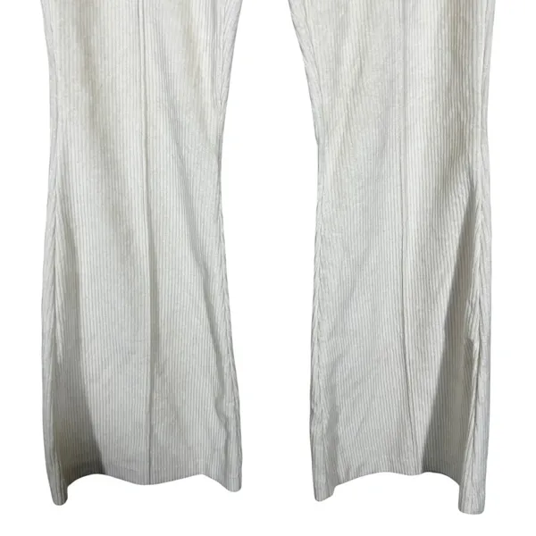 Aerie Ribbed Knit Solid Flare Leg Pants Cream Retro High Rise Seam Detail Size S - Image 4
