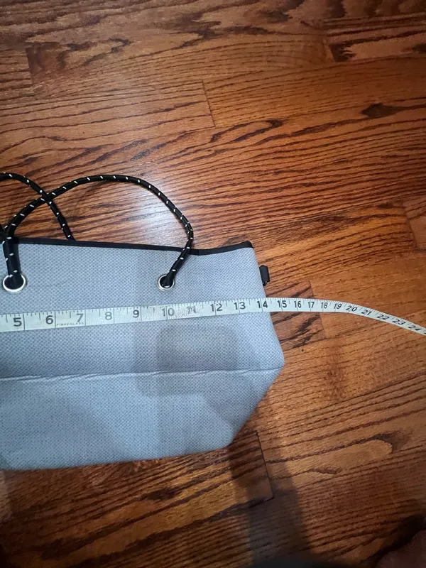 Silver gray with white strip tote - Image 6