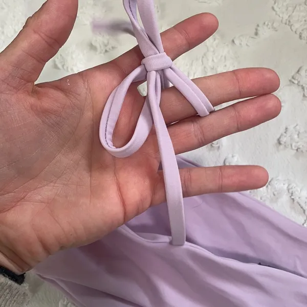 NWOT Bright swimwear purple bandeau swimsuit bikini top with tie straps! - Image 4