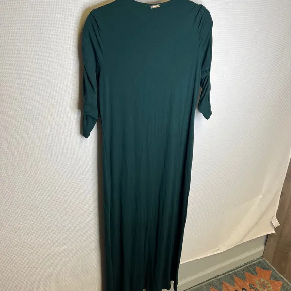 Jackie O Womens Dark Green Ruched Sleeve Maxi Dress Size Small‎ Loungewear - Image 3