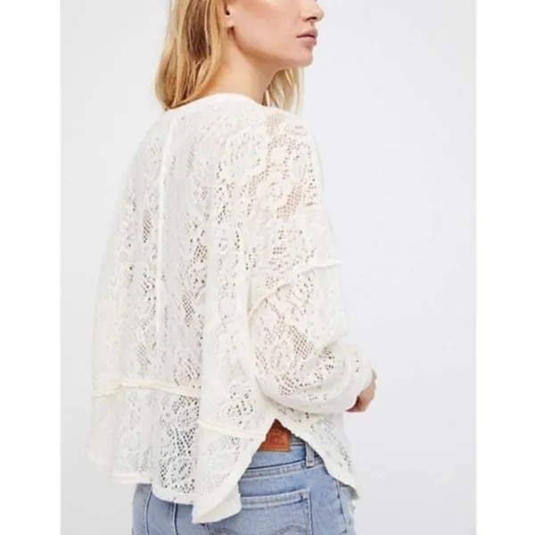 Free People Cream Not Cold In This Lace Sweater Size XS - Image 6
