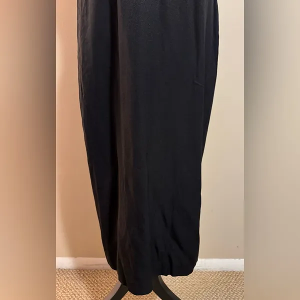 EUC Vintage John Roberts Black and Gold Long Midi Dress w/ shoulder pads size 10 - Image 4